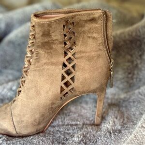 BCBGeneration Brown Heeled Boots with Cutout Design